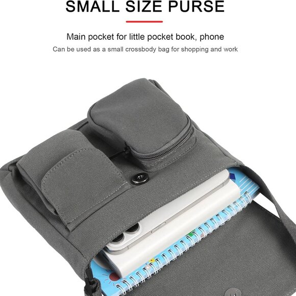 Kawaii Crossbody Bag - Cute Canvas Purse with Accessories & Adjustable Strap - Picture 6 of 7